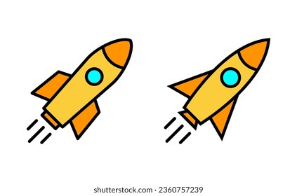 Rocket icon set for web and mobile app. Startup sign and symbol. rocket launcher icon
