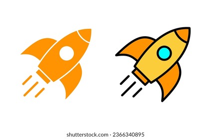Rocket icon set for web and mobile app. Startup sign and symbol. rocket launcher icon