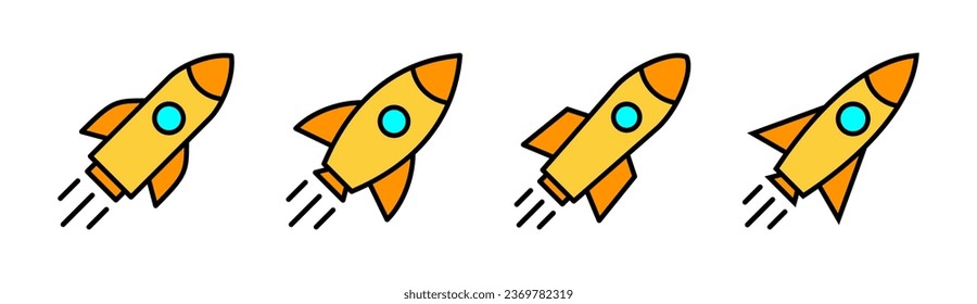 Rocket icon set for web and mobile app. Startup sign and symbol. rocket launcher icon