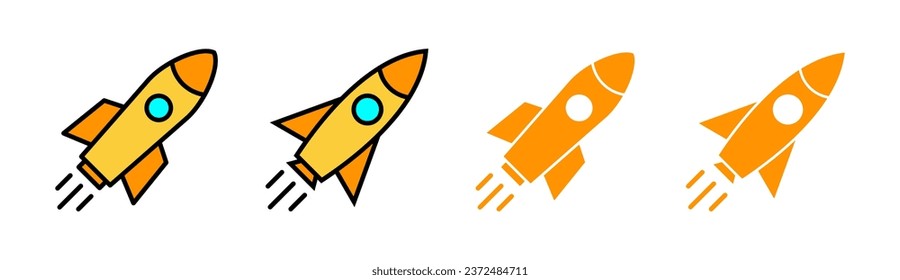 Rocket icon set for web and mobile app. Startup sign and symbol. rocket launcher icon