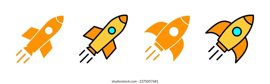 Rocket icon set for web and mobile app. Startup sign and symbol. rocket launcher icon