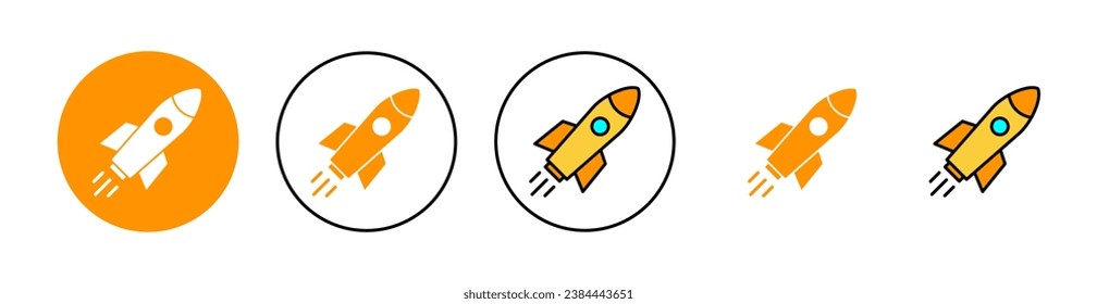 Rocket icon set for web and mobile app. Startup sign and symbol. rocket launcher icon