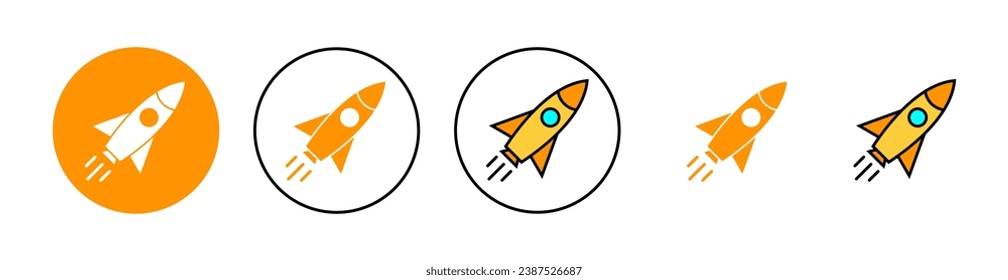 Rocket icon set for web and mobile app. Startup sign and symbol. rocket launcher icon