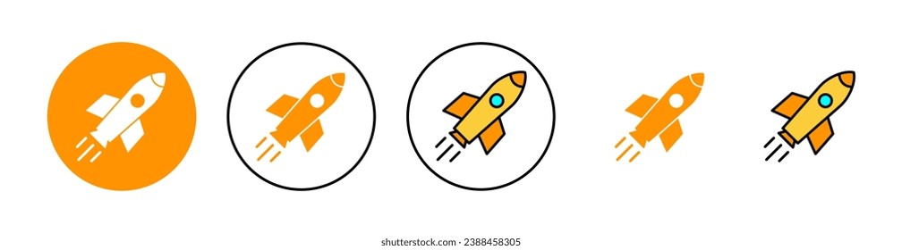 Rocket icon set for web and mobile app. Startup sign and symbol. rocket launcher icon