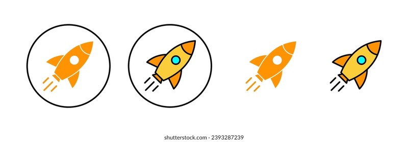 Rocket icon set for web and mobile app. Startup sign and symbol. rocket launcher icon