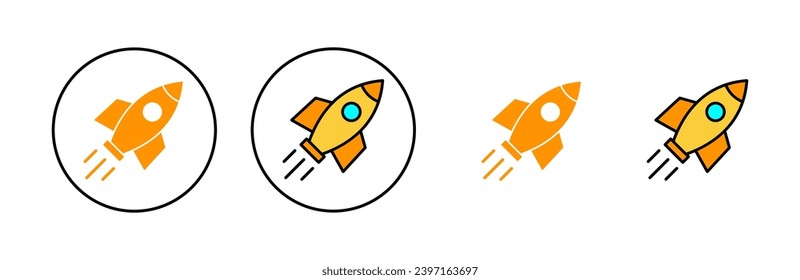 Rocket icon set for web and mobile app. Startup sign and symbol. rocket launcher icon