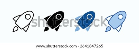 Rocket icon sheet multiple style collection isolated vector