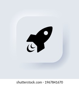 Rocket icon. Rocket ship icon. Space concept. Neumorphic UI UX white user interface web button. Neumorphism. Vector EPS 10.