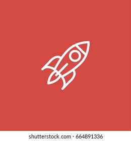 rocket icon. sign design. red background