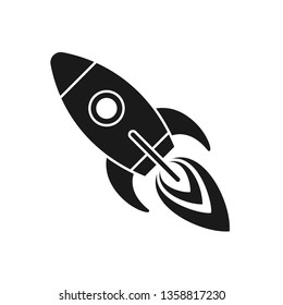 Rocket icon. Sign flying spaceship. Isolated symbol spacecraft on white background. Vector illustration