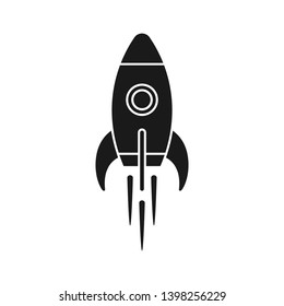 Rocket icon. Sign flying spaceship. Isolated symbol spacecraft on white background. Vector illustration