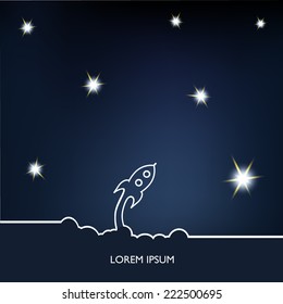 Rocket icon. Sign start up.