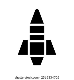 Rocket icon silhouette. Concept of space exploration, startup, and innovation.