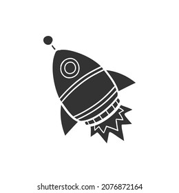 Rocket Icon Silhouette Illustration. Space Vector Graphic Pictogram Symbol Clip Art. Doodle Sketch Black Sign.