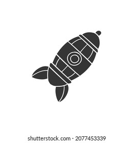 Rocket Icon Silhouette Illustration. Space Travel Vector Graphic Pictogram Symbol Clip Art. Doodle Sketch Black Sign.