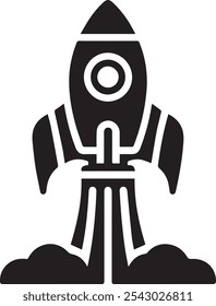 Rocket icon silhouette illustration with white background
