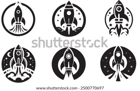 Rocket icon Silhouette Vector Art Bundle set: Collection of rocket icon Outlines Icons Illustrations on White Background EPS 10