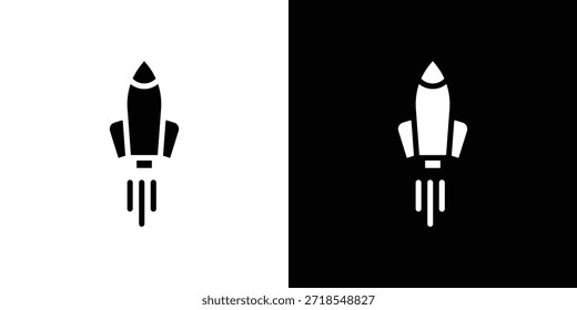 Rocket icon silhouette vector illustration isolated flat style