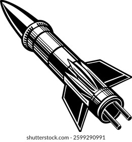 Rocket icon  silhouette with white background