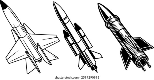 Rocket icon  silhouette with white background