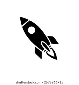 Rocket icon. Simple classic rocket sign. Rocket launch glyph icon.