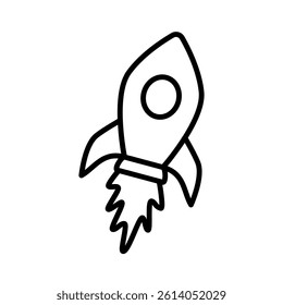 rocket icon, simple flat style, pictogram logo symbol vector illustration, isolated on white for mobile app