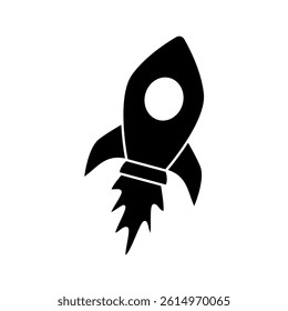 rocket icon, simple flat style, pictogram logo symbol vector illustration, isolated on white for mobile app