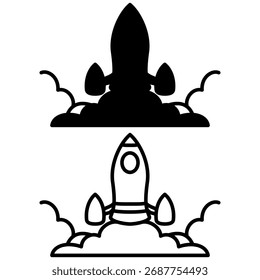 rocket icon, simple flat style, vector illustration, symbol, design logo template pictogram, for ui or ux isolated on white for mobile app, editable