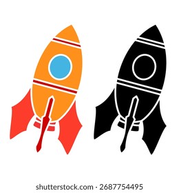 ícone de foguete, estilo simples plano, ilustração vetorial, símbolo, pictograma modelo de logotipo de design, para ui ou ux isolado em branco para aplicativo móvel, editável