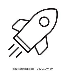 Rocket icon. Simple outline rocket sign. Rocket launched icon.