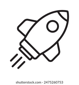 Rocket icon. Simple outline rocket sign. Rocket launched icon.