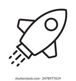 Rocket icon. Simple outline rocket sign. Rocket launched icon.