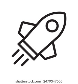 Rocket icon. Simple outline rocket sign. Rocket launched icon.