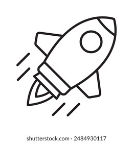 Rocket icon. Simple outline rocket sign. Rocket launched icon.