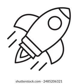 Rocket icon. Simple outline rocket sign. Rocket launched icon.