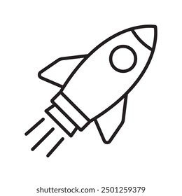 Rocket icon. Simple outline rocket sign. Rocket launched icon.