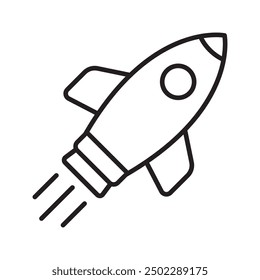 Rocket icon. Simple outline rocket sign. Rocket launched icon.