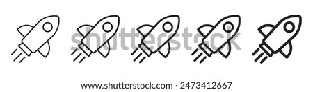 Rocket icon. Simple outline rocket sign. Rocket launched icon.