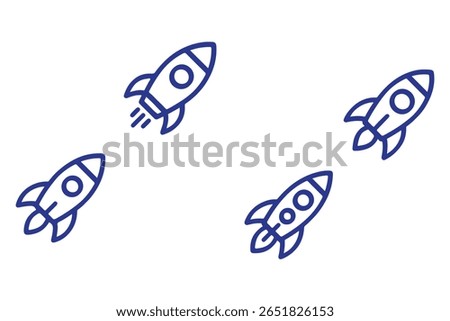 Rocket icon. Simple outline rocket sign. Rocket launched icon.