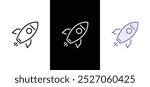 Rocket icon. Simple outline rocket signs set. Rocket launched icon.