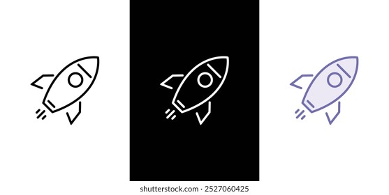 Rocket icon. Simple outline rocket signs set. Rocket launched icon.