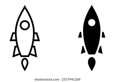 Rocket icon. Simple outline rocket signs set. Rocket launched icon
white background, vector illustration. 