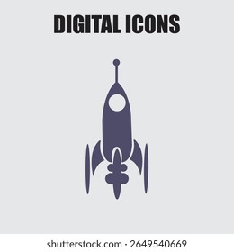 Rocket icon in a simple style provides a symbol of space exploration and technological advancements with its sleek design.