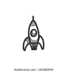 Rocket icon in sketch style. Hand drawn vector illustration.