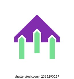 Rocket icon solid purple green colour universe vector element and symbol perfect.