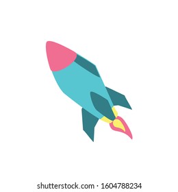 Rocket icon of Space futuristic cosmos outside universe galaxy astronomy adventure and exploration theme Vector illustration