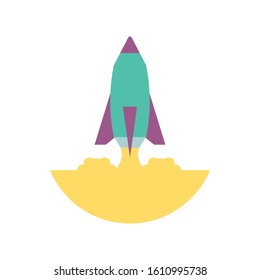 Rocket icon of Space futuristic cosmos outside universe galaxy astronomy adventure and exploration theme Vector illustration