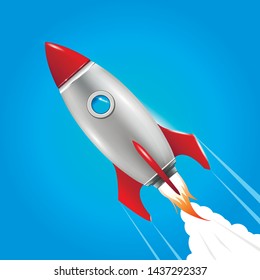 Rocket, icon. Space rocket launch. Rocket background, product cover, Startup creative idea. Isometric vector illustration EPS 10.