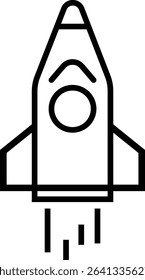 Rocket icon. rocket space icon. vector design outline style. flat ison isolated on white background