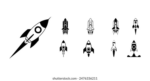 Rocket icon. Spaceship launch icon collection